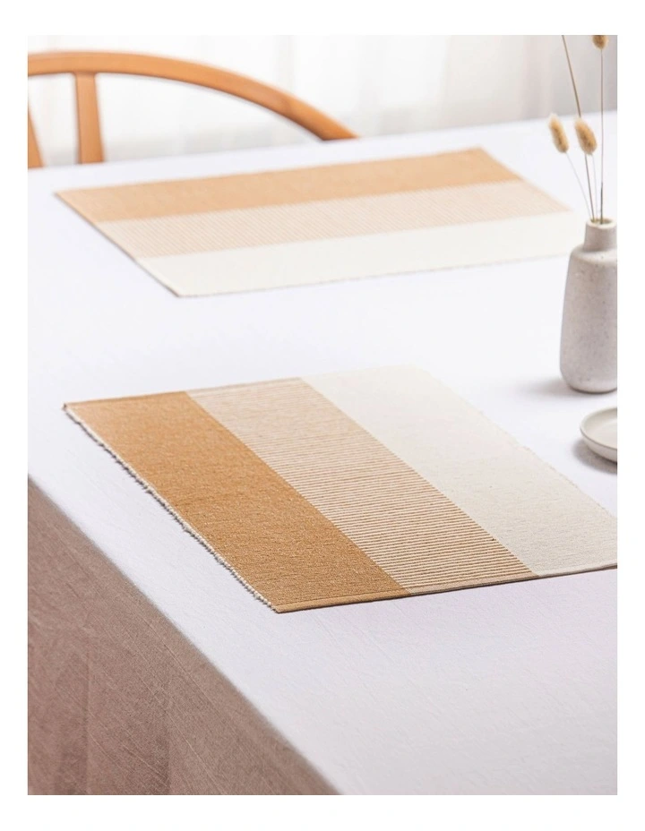 Harrison Ribbed Placemat 4 Pack in Taupe image 2