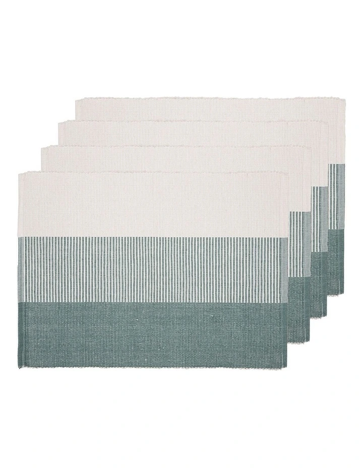 Harrison Ribbed Placemat 4 Pack in Green image 1