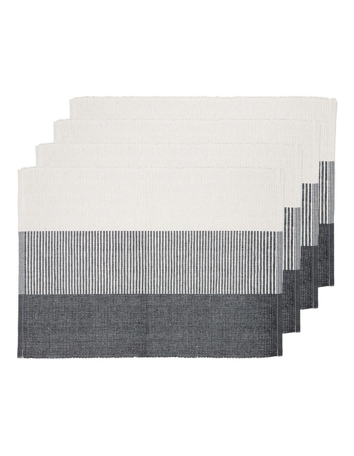 Harrison Ribbed Placemat 4 Pack in Charcoal image 1