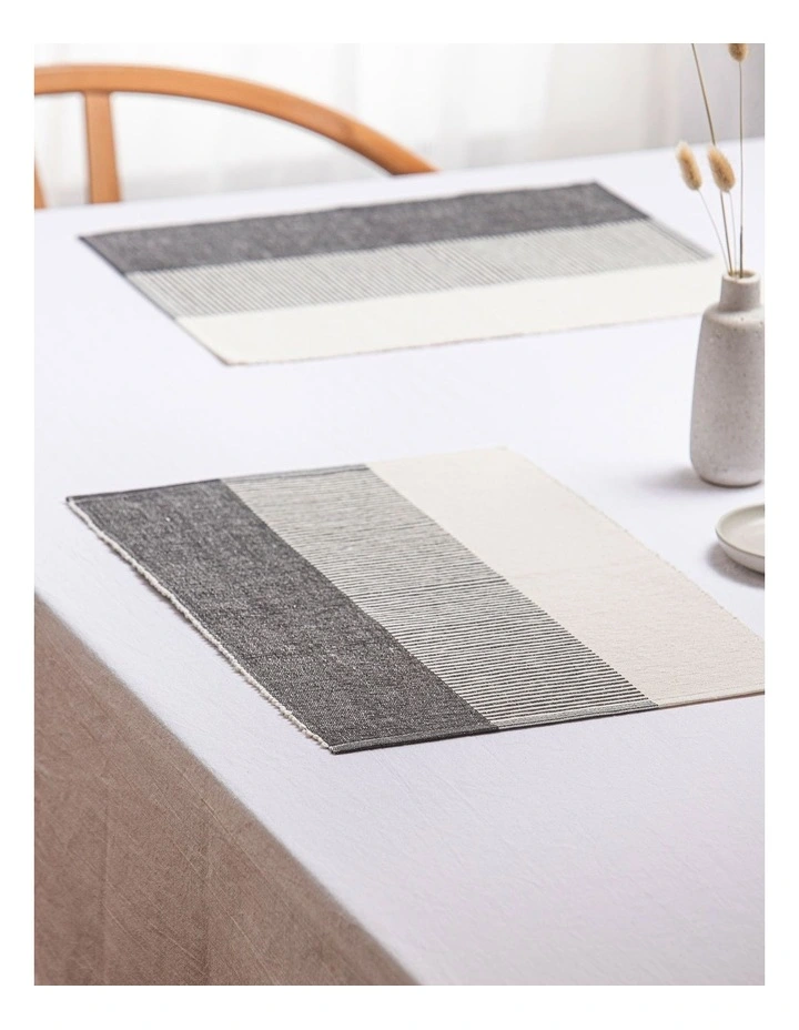 Harrison Ribbed Placemat 4 Pack in Charcoal image 2