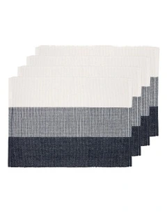 Harrison Ribbed Placemat 4 Pack in Navy