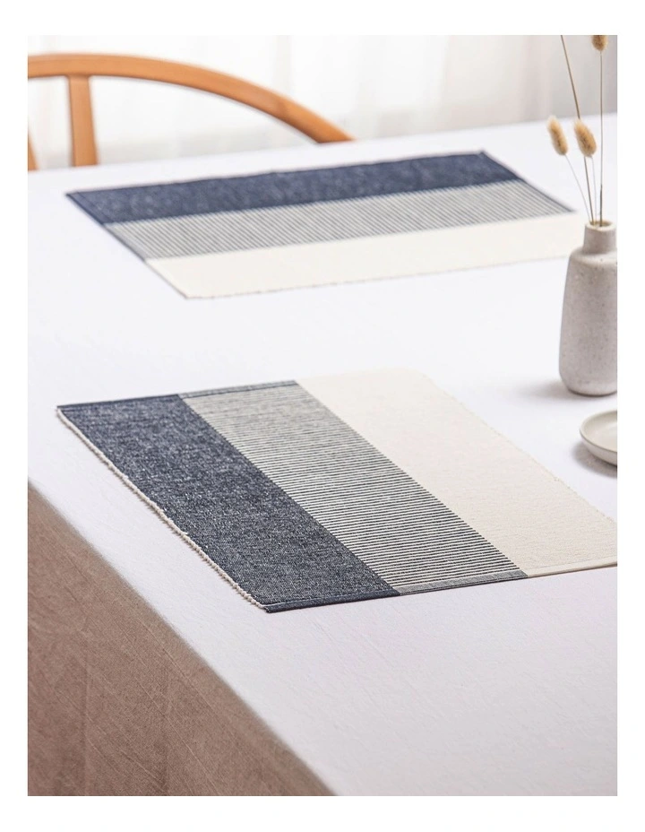 Harrison Ribbed Placemat 4 Pack in Navy image 2
