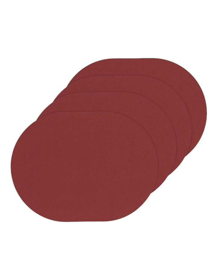 Hugo Oval Vinyl Placemats 4 Pack in Burgundy image 1