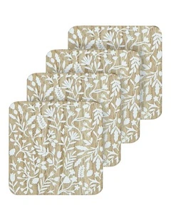 Veneer Foliage 4pk Coaster White