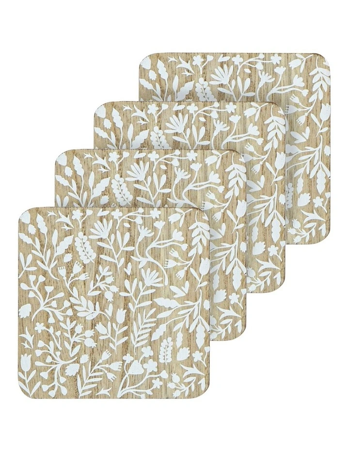 Veneer Foliage 4pk Coaster White image 1