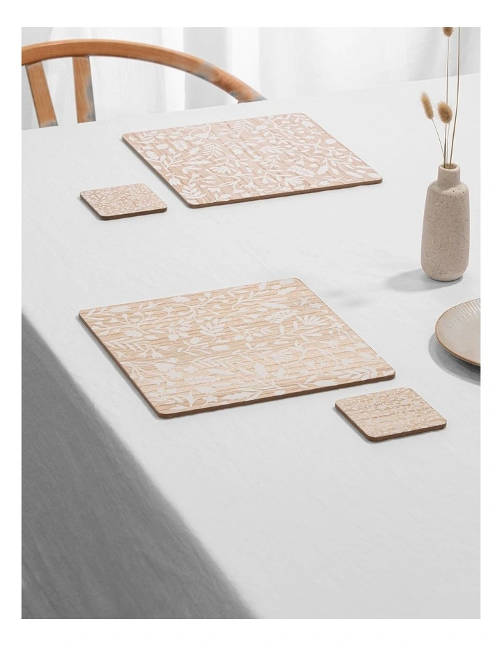 Veneer Foliage 4pk Coaster White image 3