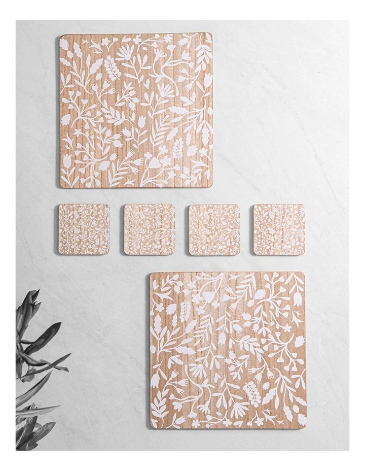 Veneer Foliage 4pk Coaster White image 4