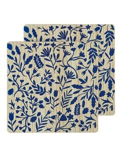 Veneer Foliage 2pk Placemat Blue