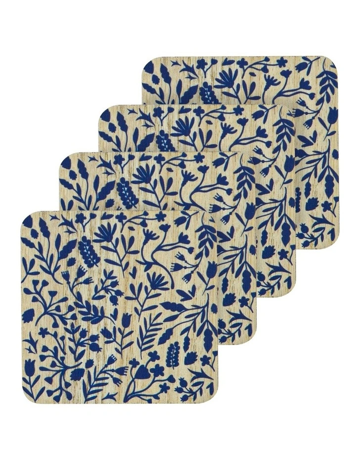 Veneer Foliage 4pk Coaster Blue image 1