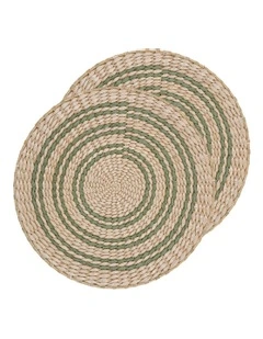 Fairhaven Round Placemat 2 Pack in Green