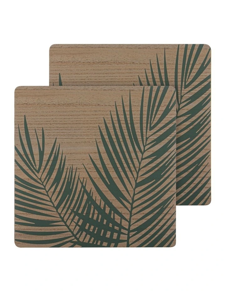 Veneer Palm Placemat 2 Pack in Green image 1