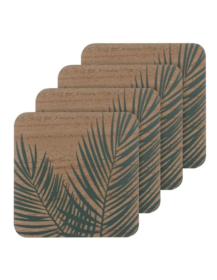 Veneer Palm Coaster 4 Pack in Green image 1