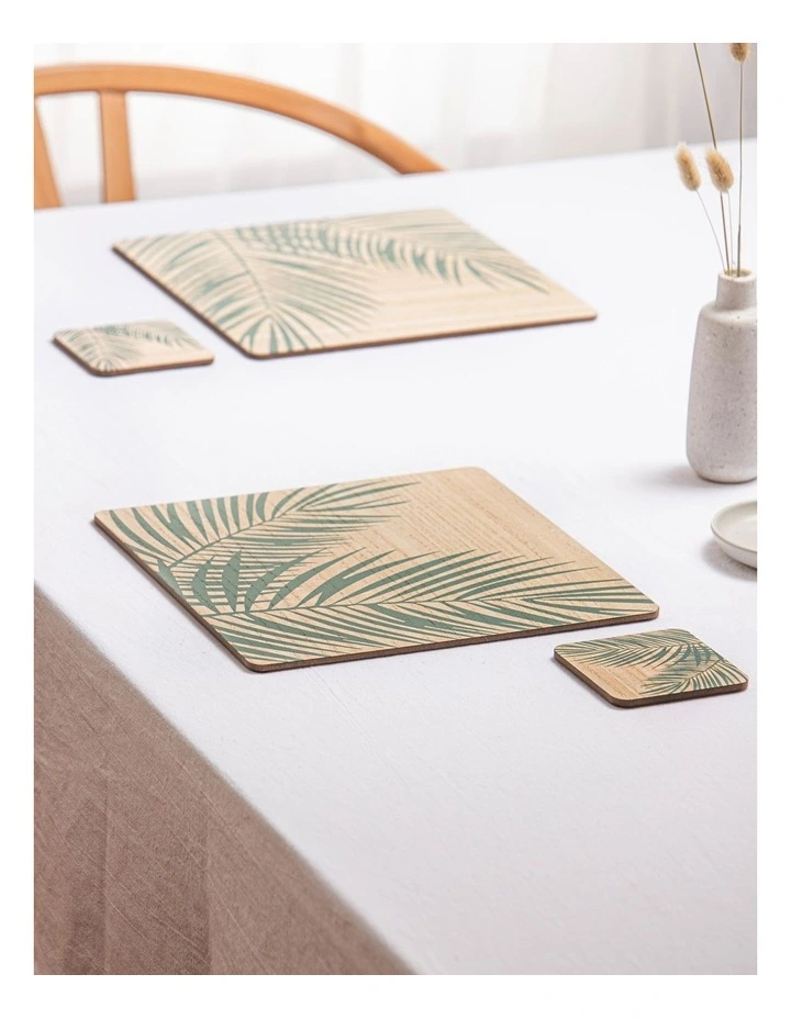 Veneer Palm Coaster 4 Pack in Green image 2