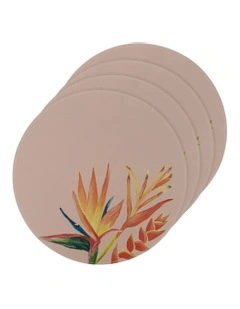 Bird of Paradise Round Vinyl Placemat 4 Pack in Multi