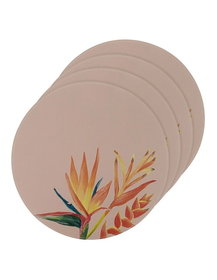 Bird of Paradise Round Vinyl Placemat 4 Pack in Multi image 1