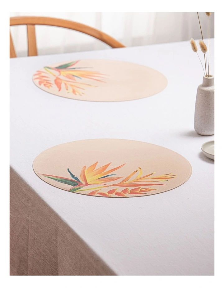 Bird of Paradise Round Vinyl Placemat 4 Pack in Multi image 2
