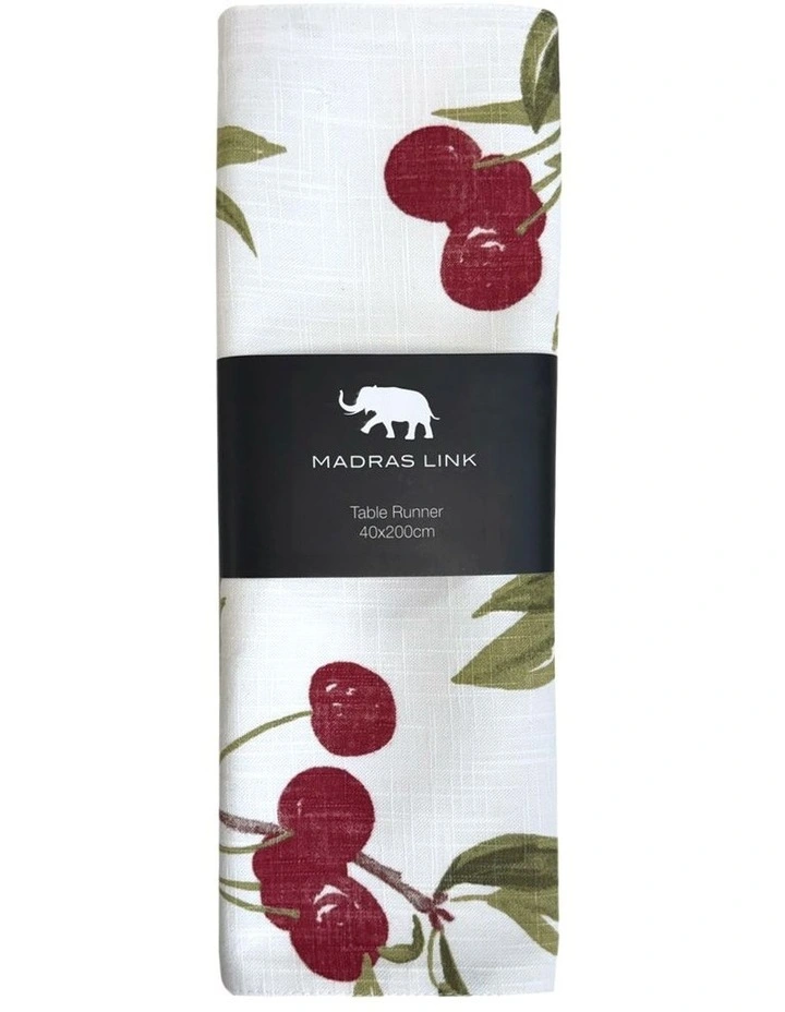 Cherry Table Runner 35x140cm in White image 1