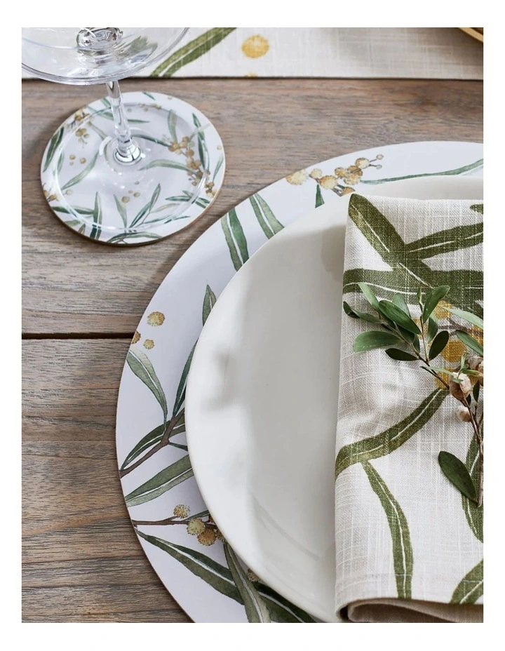 Golden Wattle Coaster Set Of 4 in Green image 2