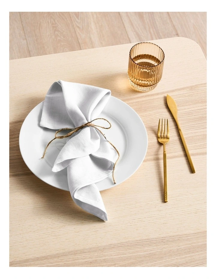 Nimes Washed European Linen Napkin Set of 4 in White image 3