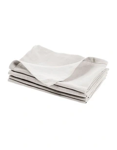 Nimes Washed European Linen Napkin Set of 4 in Pale Grey