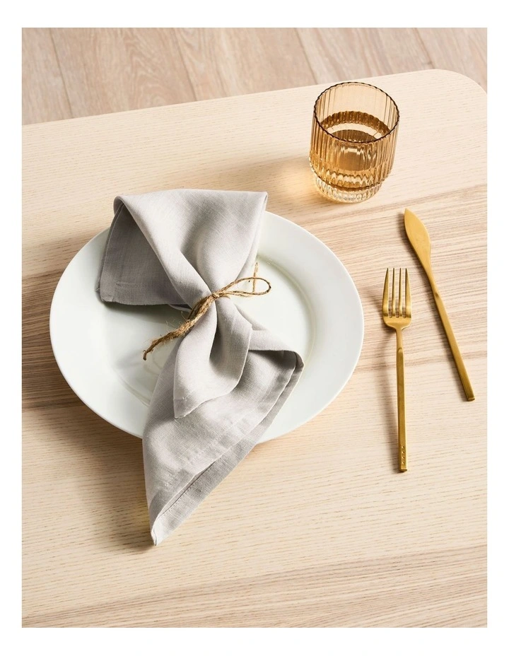 Nimes Washed European Linen Napkin Set of 4 in Pale Grey image 3