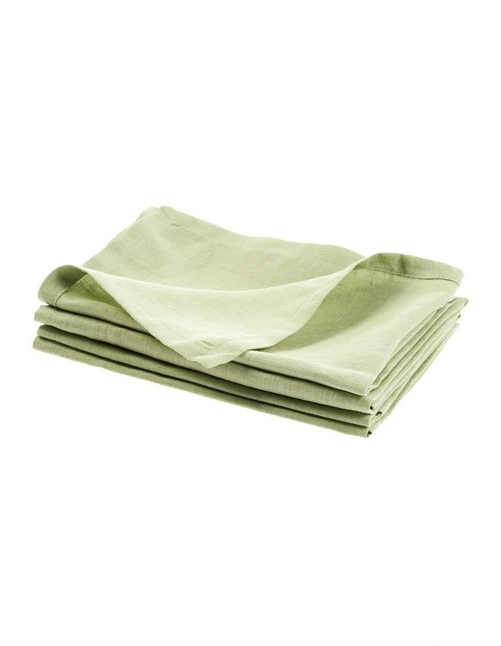 Nimes Washed European LInen Napkin Set of 4 in Wasabi image 1
