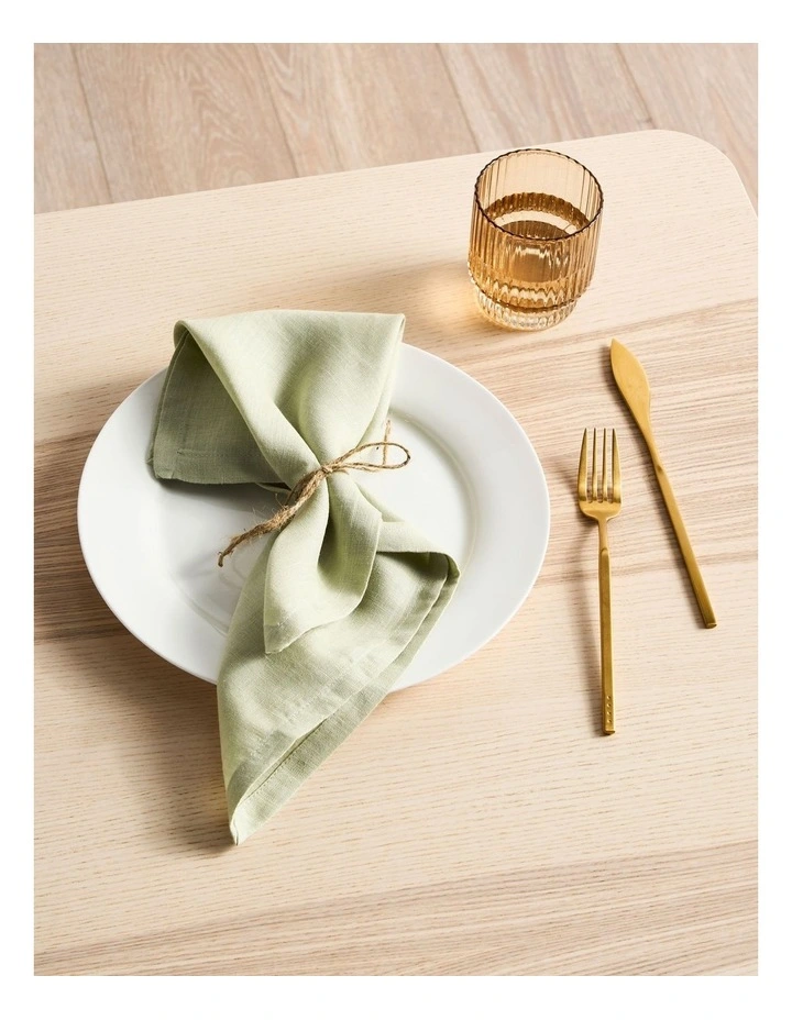 Nimes Washed European LInen Napkin Set of 4 in Wasabi image 3