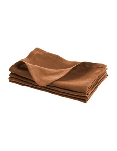 Nimes Washed European Linen Napkin Set of 4 in Cinnamon