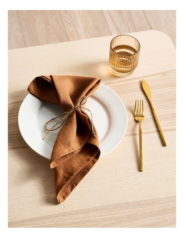 Nimes Washed European Linen Napkin Set of 4 in Cinnamon image 3