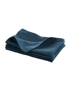 Nimes Washed European Linen Napkin Set of 4 in Navy