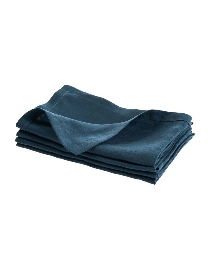 Nimes Washed European Linen Napkin Set of 4 in Navy image 1