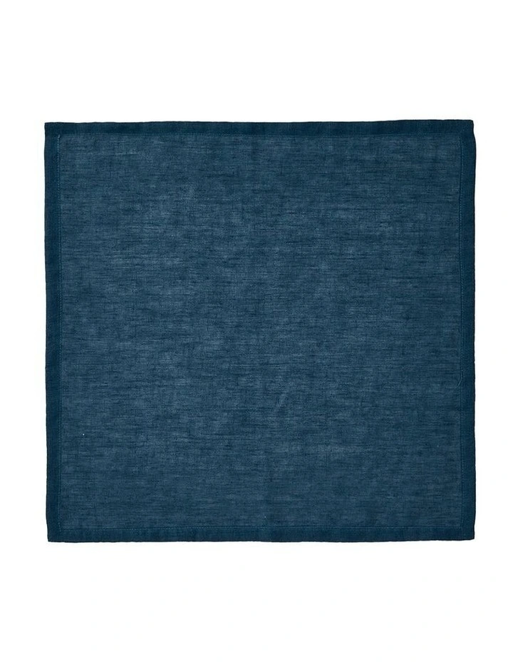 Nimes Washed European Linen Napkin Set of 4 in Navy image 2