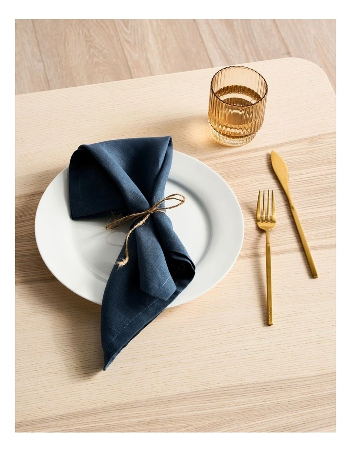 Nimes Washed European Linen Napkin Set of 4 in Navy image 3