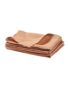 Nimes Washed European Linen Napkin Set 4 Pieces in Clay