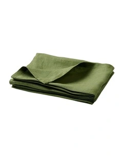 Nimes Washed European Linen Napkin Set 4 Pieces in Moss