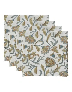 Summer Garden Multi Block Print Napkin Set 4