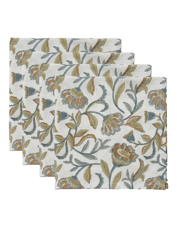 Summer Garden Multi Block Print Napkin Set 4 image 1