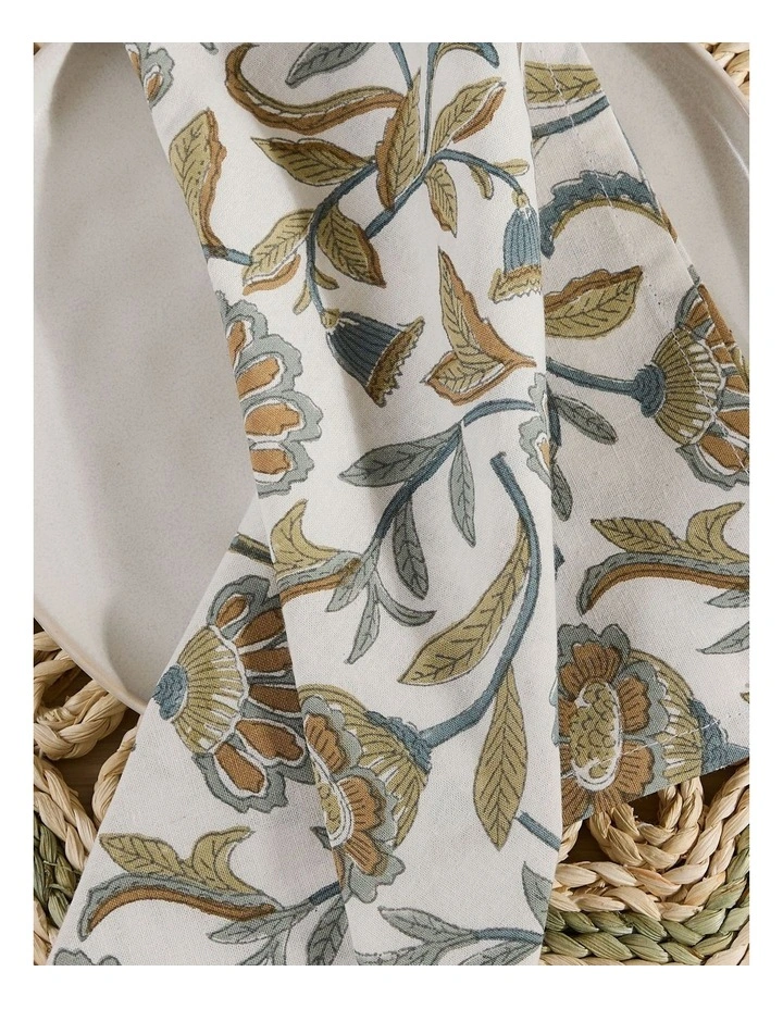 Summer Garden Multi Block Print Napkin Set 4 image 2