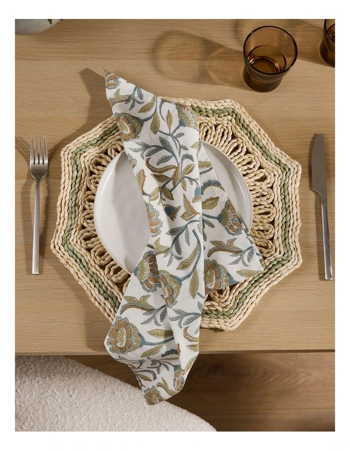Summer Garden Multi Block Print Napkin Set 4 image 3