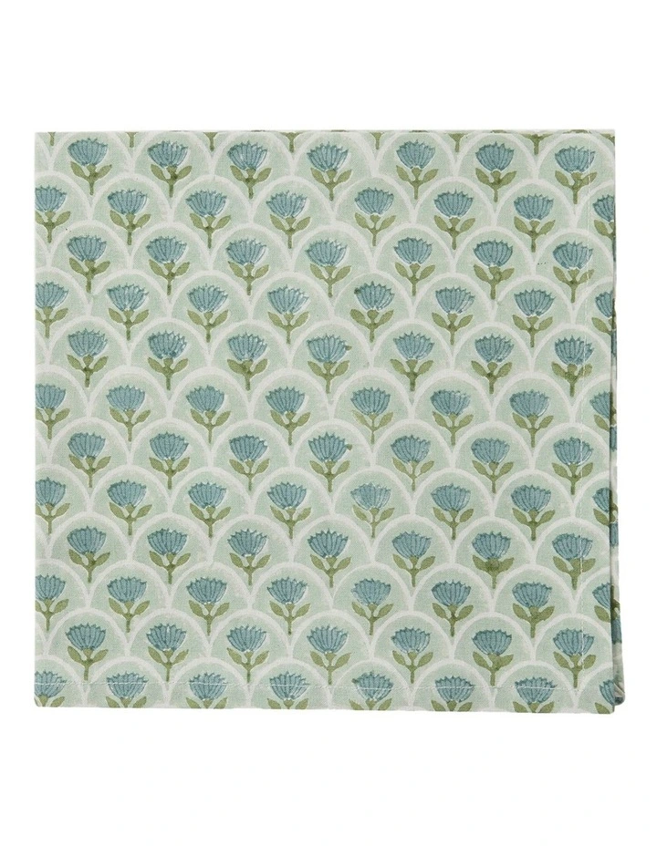 Suri Scallop Buti Seafoam Block Print Napkin Set 4 image 1