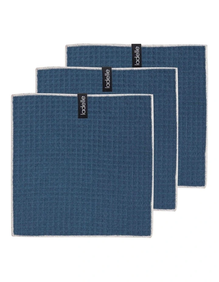 Mega Waffle Microfibre Discloth 30x30cm 3 Pack in Navy image 1