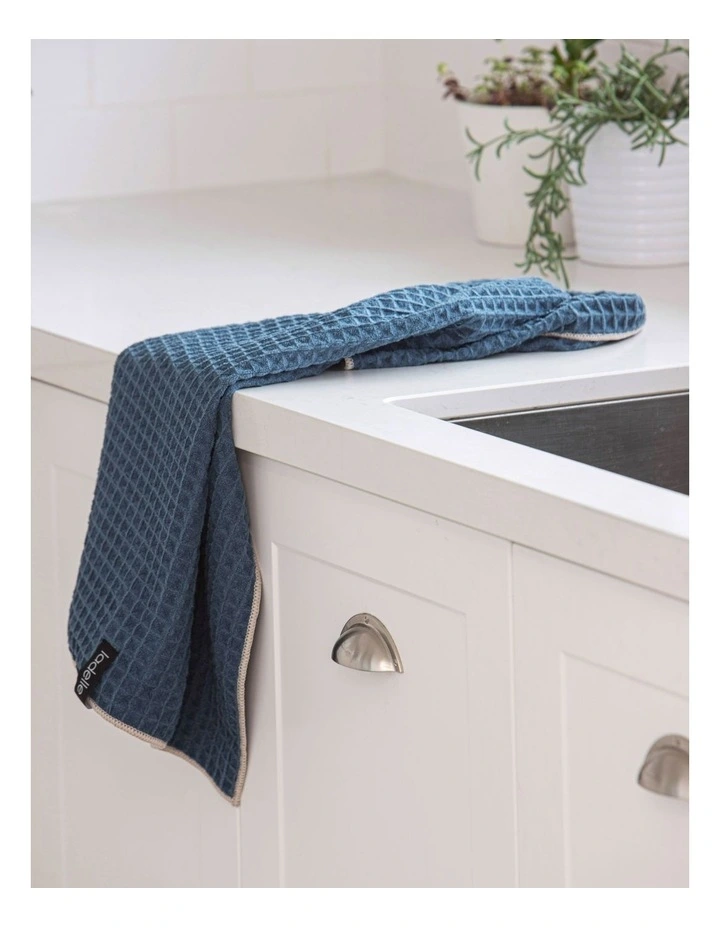 Mega Waffle Microfibre Kitchen Towel 2 Pack in Navy image 2