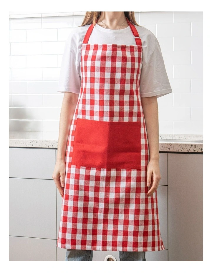 Eco Gingham Apron in Red image 2