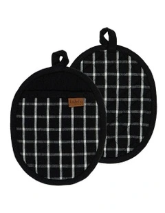 Hemingway Oval Pot Holder 2 Pack in Black