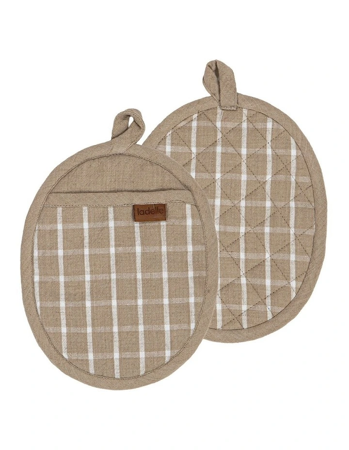 Hemingway Oval Pot Holder 2 Pack in Taupe image 1