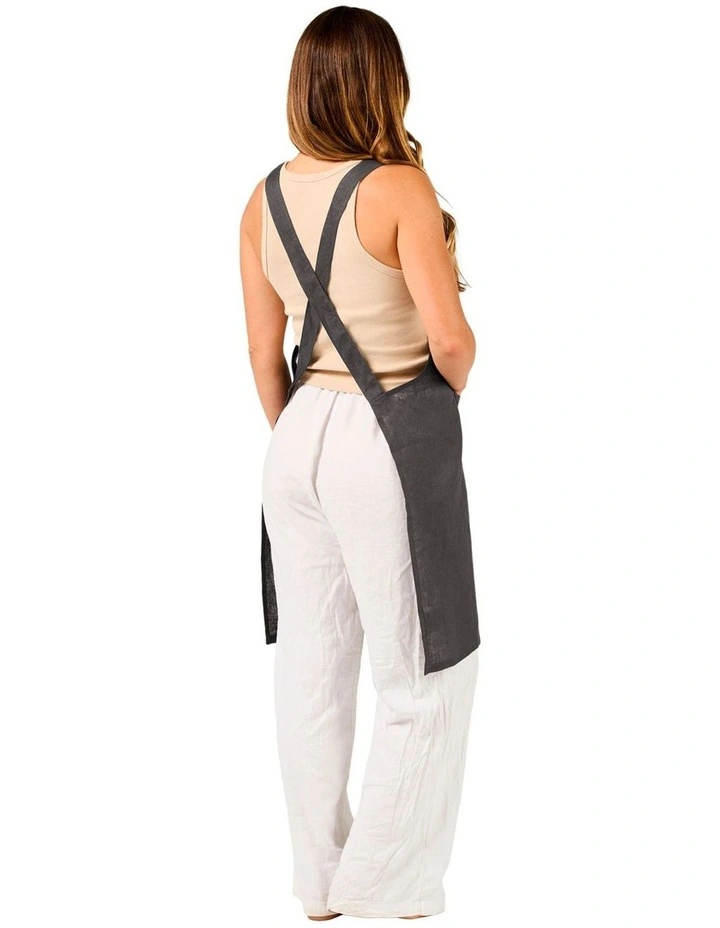 Nimes Washed European Linen Apron in Magnet image 4