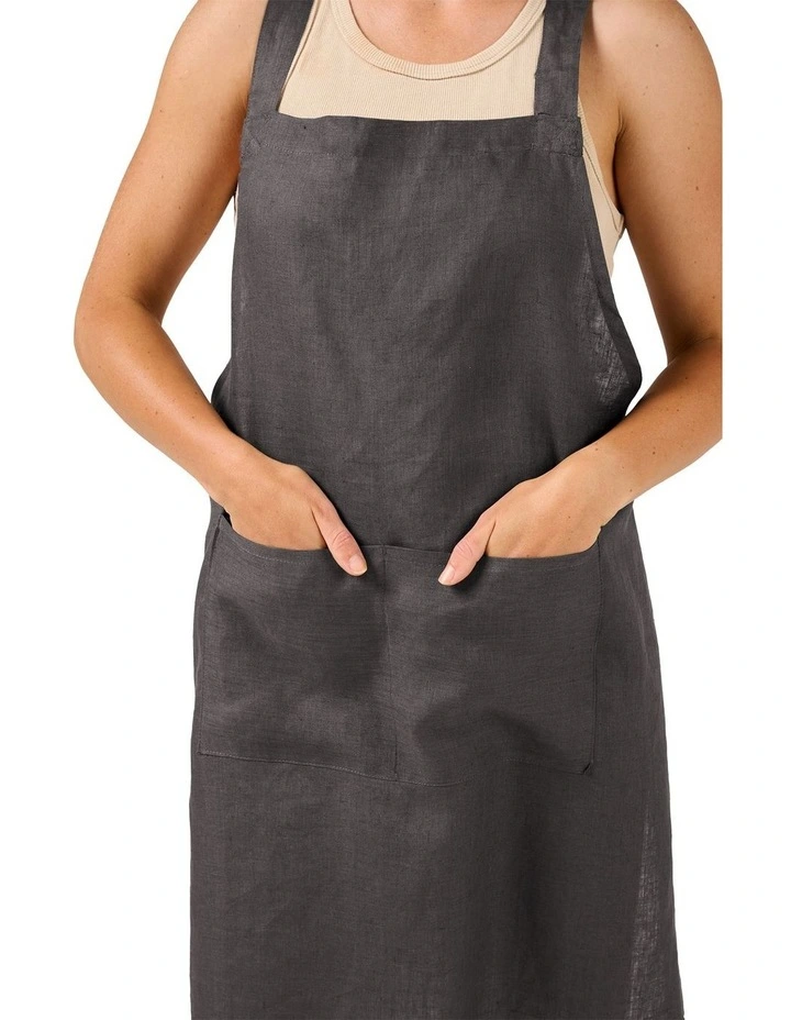 Nimes Washed European Linen Apron in Magnet image 5