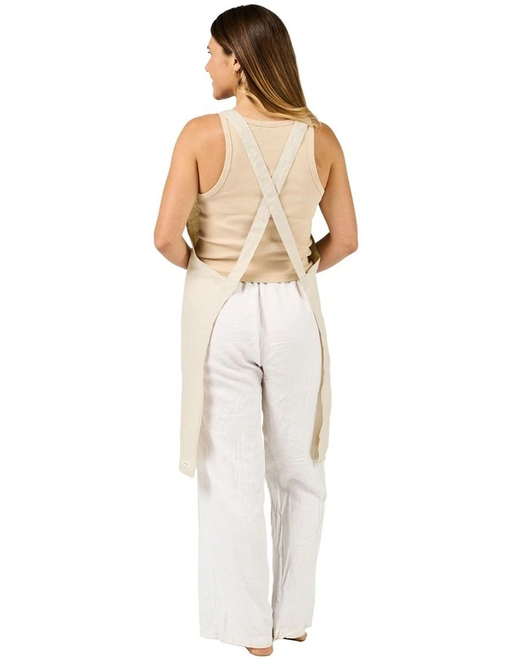 Nimes Washed European Linen Apron In Natural image 4
