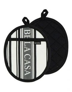 Bella Casa Black 2pk Oval Pot Holder