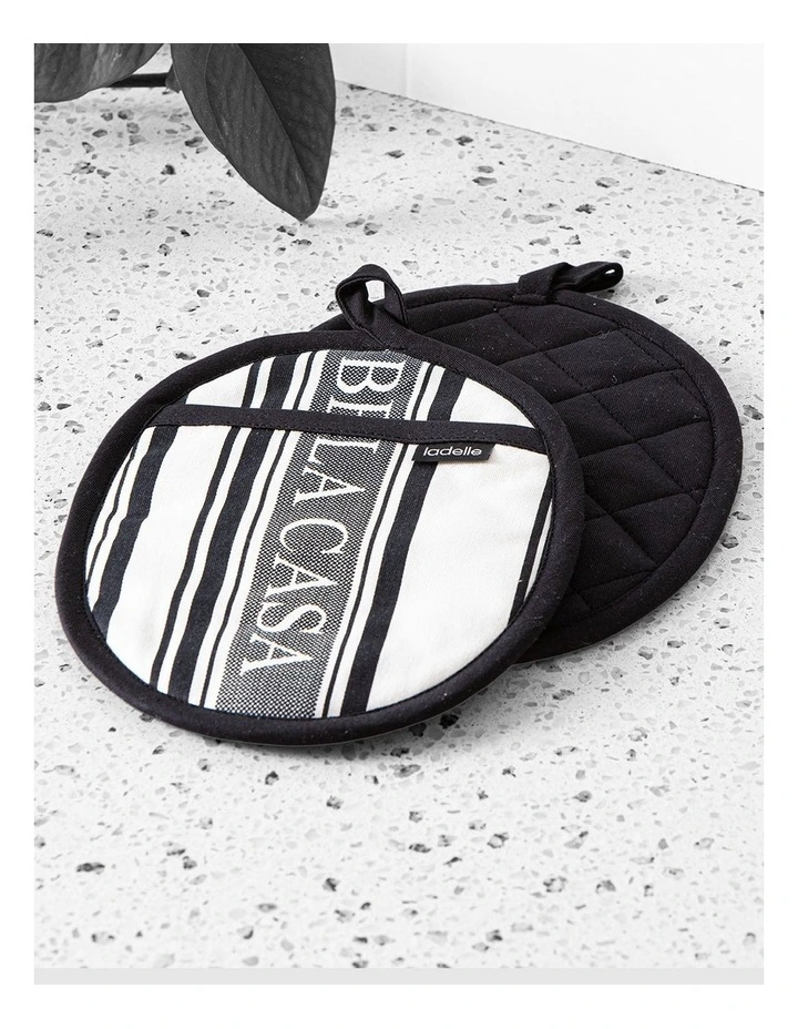 Bella Casa Black 2pk Oval Pot Holder image 2